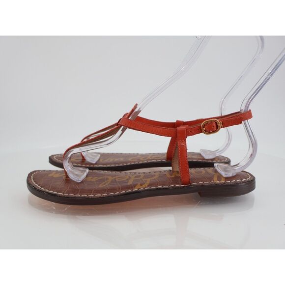 Sam Edelman Women Gigi Slingback Thong Sandals Size 7 Orange Croc Leather Flats - Picture 4 of 10